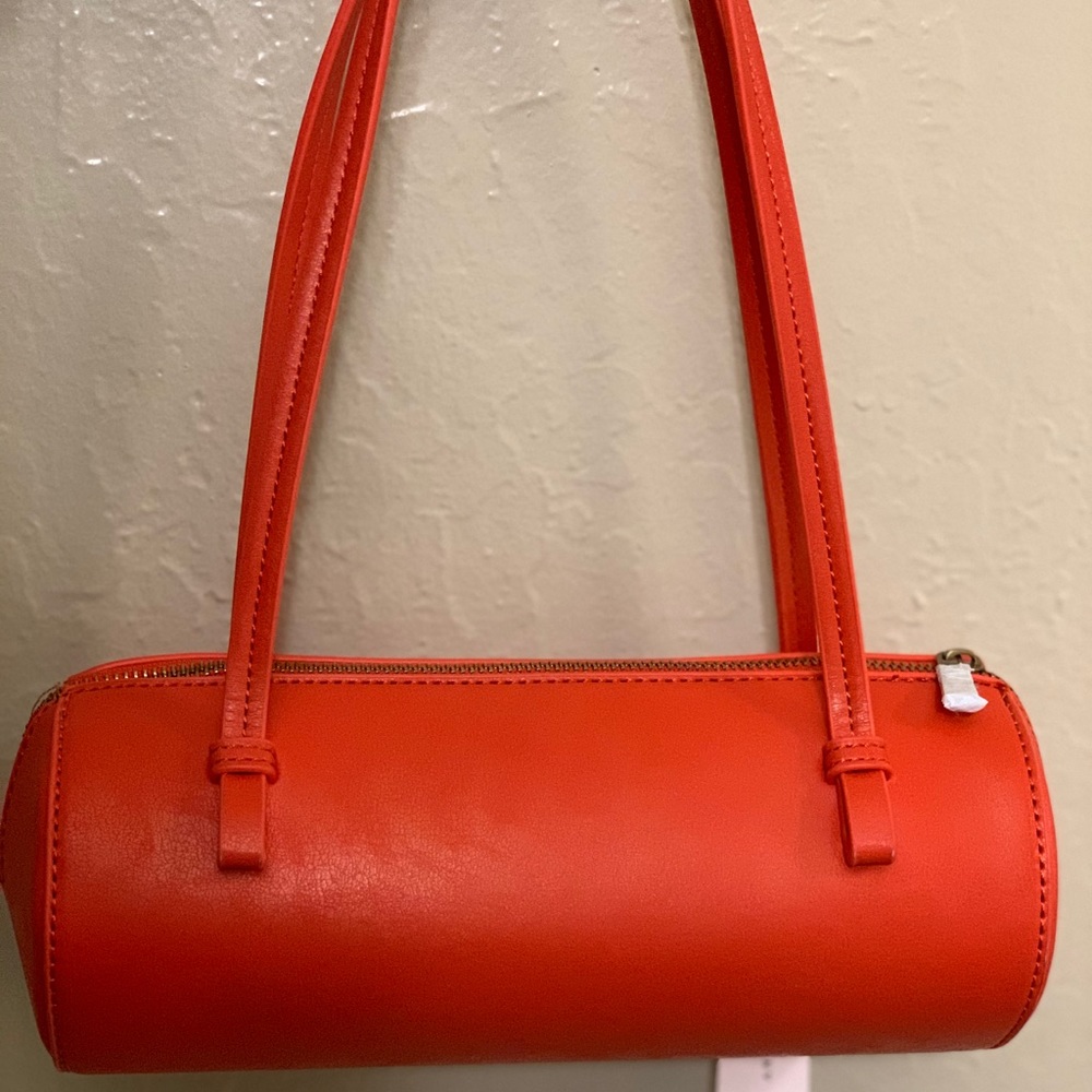 Anthropologie Bright Red Barrel Shoulder Bag